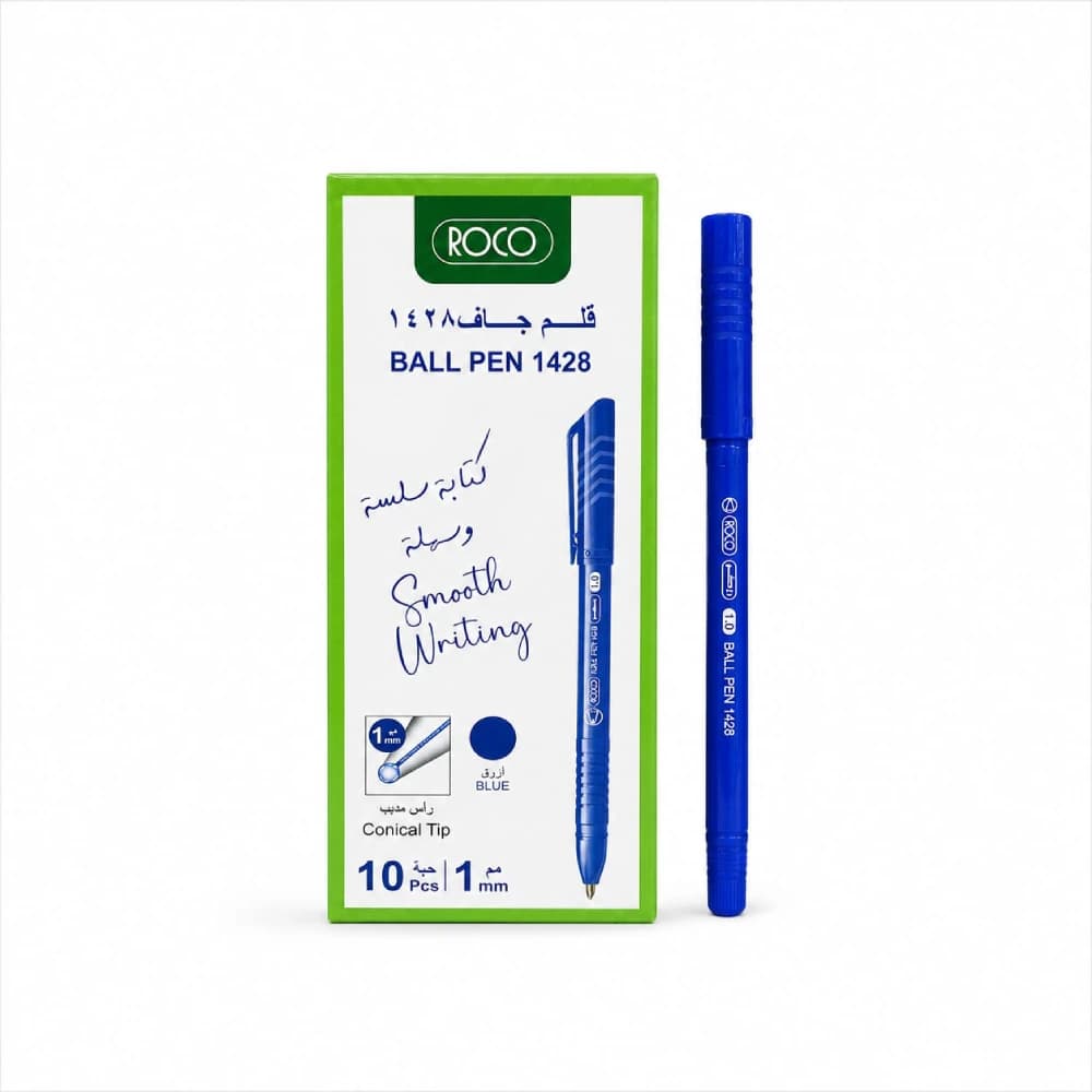 قلم حبر جاف روكو أزرق 1 مم برأس مدبب – RQ-285082BLE