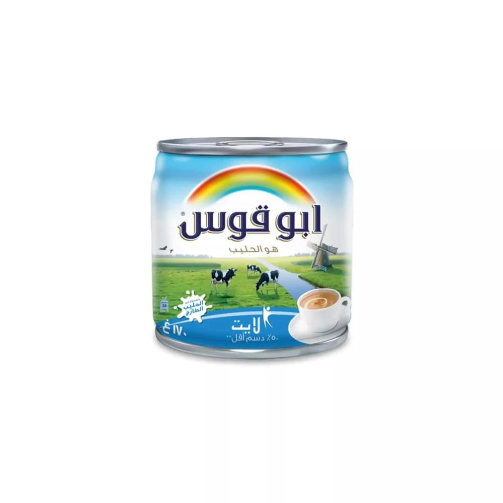 حليب ابو قوس مبخر لايت قليل الدسم مع فيتامين د - 170 جرام